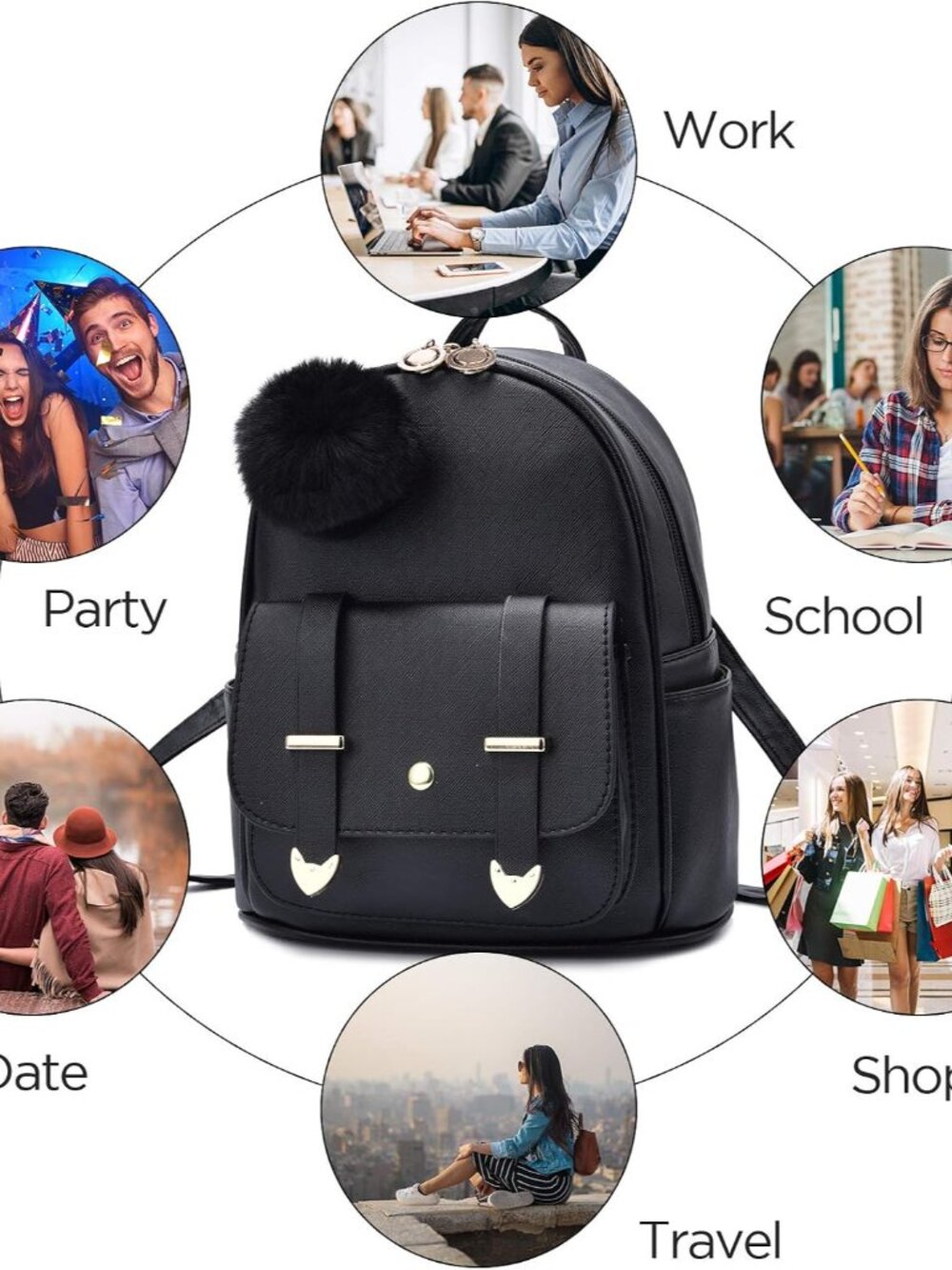 Girls Fashion Backpack Mini Backpack Purse for Women Teenage Girls Purses PU Lea View 5
